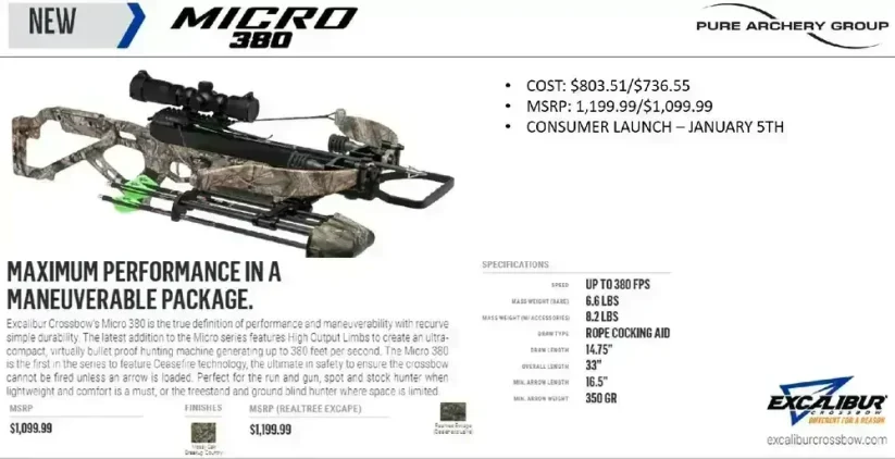 Excalibur Micro 380, set with Tact 100 scope