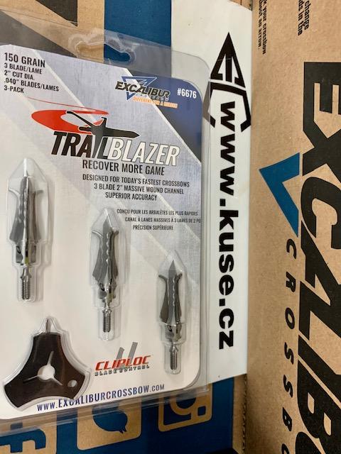 Trailblazer Excalibur Broadheads 150 grain, ostré hroty pro šípy kuše Excalibur 3ks